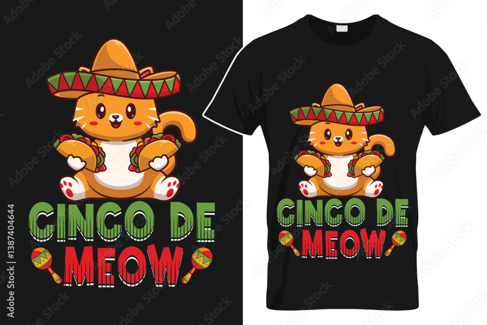 Cinco De Meow - Cute Cat With Sombrero And Tacos Cinco De Meow - Cute Cat With Sombrero And Tacos