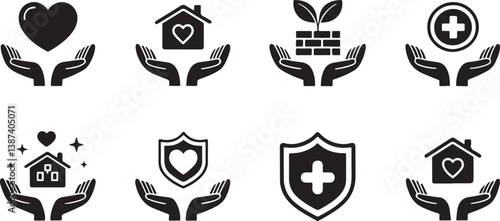 Isolated black care and support icon Vector, black care and support Silhouette,black care and support icon set, black care and support for logo,color black care and support Vector illustration, Vector