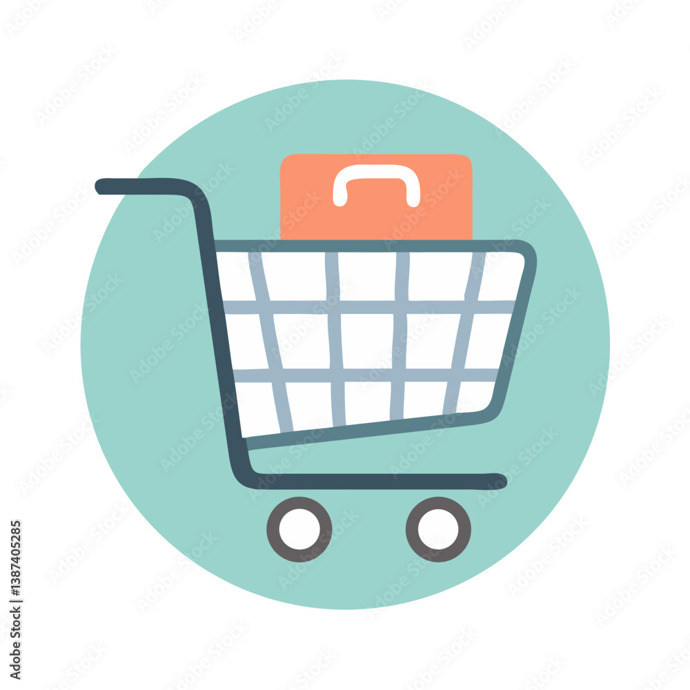 Shopping Cart Representing Purchase or E-Commerce Icon Design Shopping Cart Representing Purchase or E-Commerce Icon Design