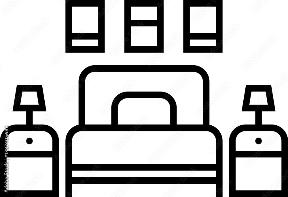Fototapeta premium bedroom icon vector illustration. bed icon sign symbol pixel perfect design 