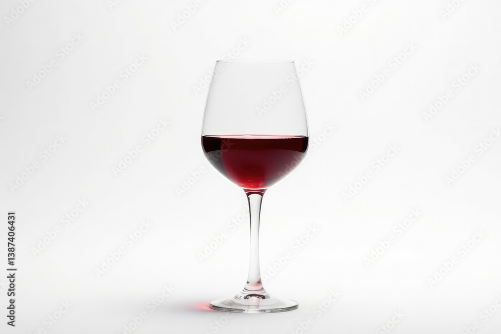 Glass of red wine against stark white backdrop, simple composition, clean, minimal Glass of red wine against stark white backdrop, simple composition, clean, minimal
