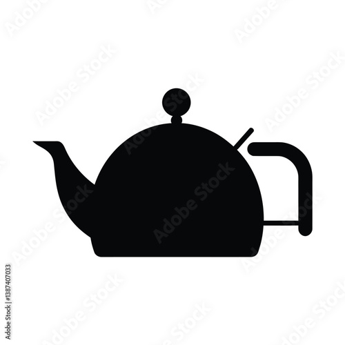 Tea kettle vector icon with cup clipart silhouette