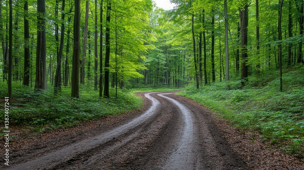 Obraz premium Lush forest dirt road