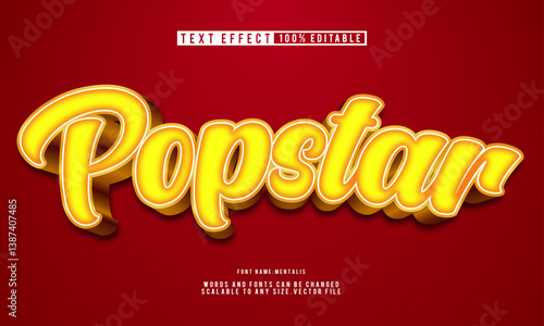 Editable Popstar text effect in shiny golden style