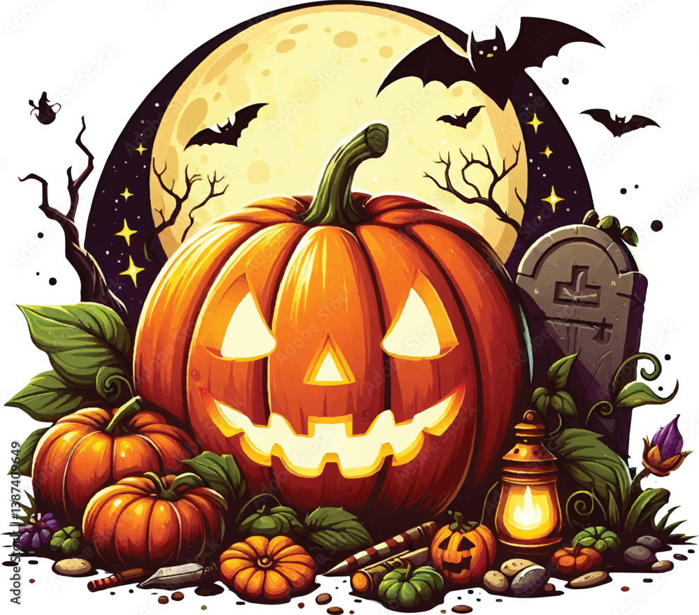 Halloween vector illustration on white background Halloween vector illustration on white background