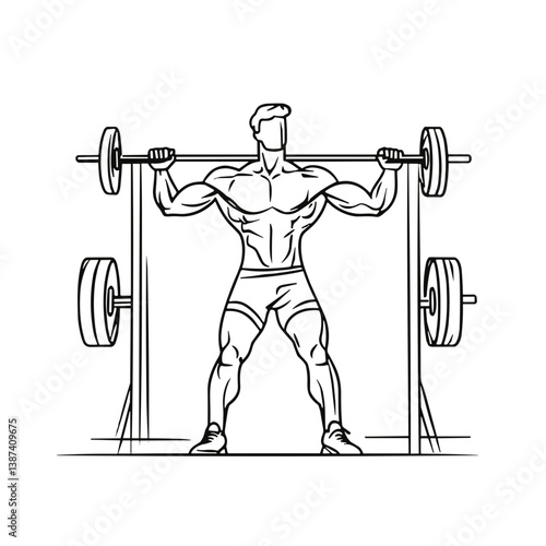 Male weightlifter lifting barbell with determination in gym  