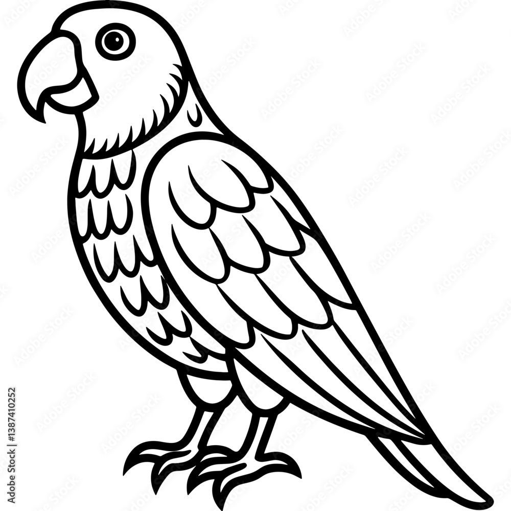 Parrot bird simple black line art image, Black bold outline vector icon, Bird vector illustration Parrot bird simple black line art image, Black bold outline vector icon, Bird vector illustration