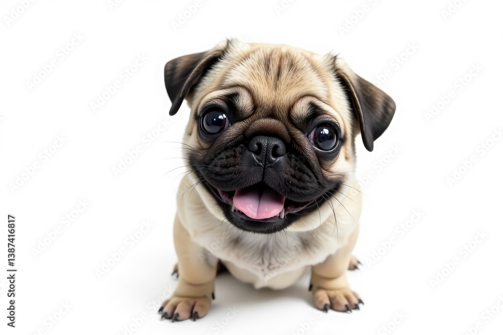 Adorable pug dog, isolated on white background , cute, pug, purebred Adorable pug dog, isolated on white background , cute, pug, purebred