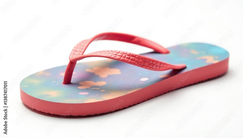 A single flip-flop isolated on white background , rubber, relaxation A single flip-flop isolated on white background , rubber, relaxation