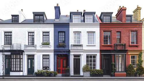 Wallpaper Mural Colorful row of terraced houses with plants and chimneys Torontodigital.ca