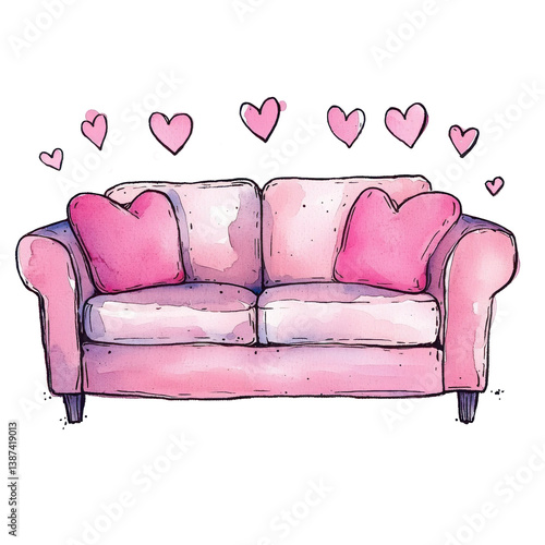 Obraz na płótnie Pink blue sofa on transparent background w salonie
