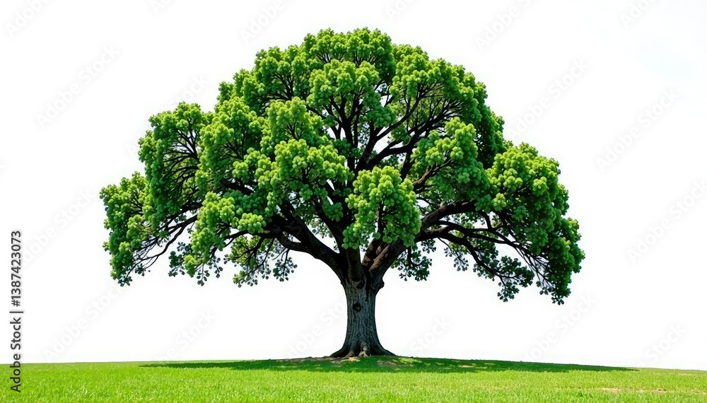 Lone, majestic oak tree against a bright white sky, solitary, nature Lone, majestic oak tree against a bright white sky, solitary, nature