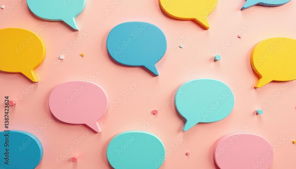 Repeating speech bubble pattern on pastel background, print, surface Repeating speech bubble pattern on pastel background, print, surface