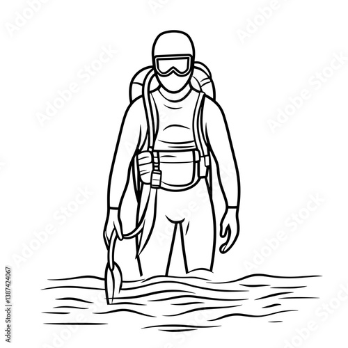 Diver exploring underwater with equipment in calm waters  
