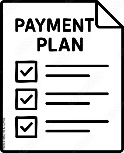 Healthcare Costs premium concept. Payment plan checklist on a document with checkboxes.