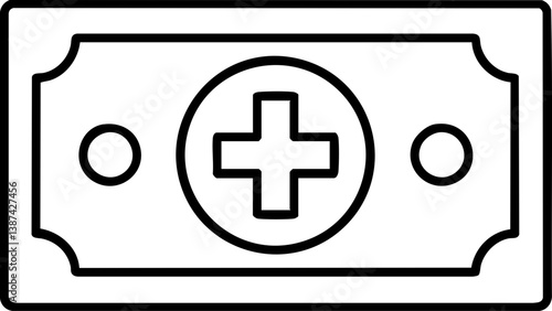 Healthcare Costs premium concept. Medical currency illustration with a cross symbol.