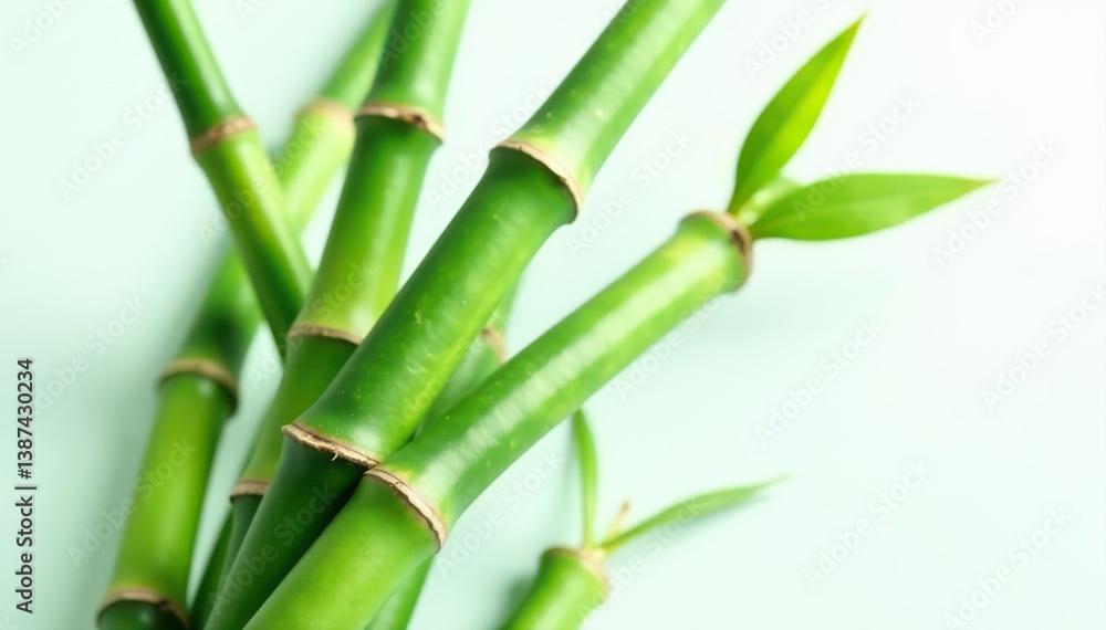 Close-up of several bamboo stalks, clean white backdrop , isolated, sustainable, plants Close-up of several bamboo stalks, clean white backdrop , isolated, sustainable, plants