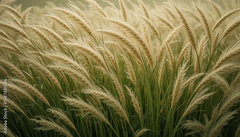 Fototapeta premium Wind-blown tall grass captured in harmonic arrangement