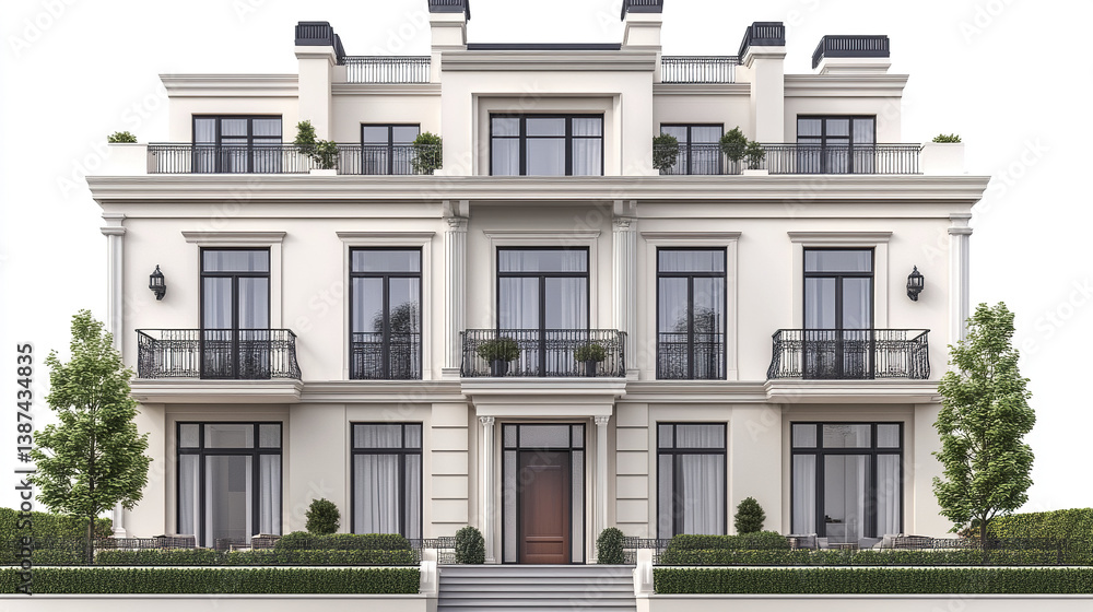 Elegant three story townhouse with large windows and balconies Elegant three story townhouse with large windows and balconies