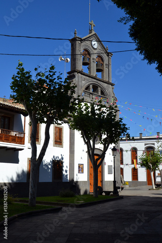 External view of the church of San Roque located in Firgas, Gran Canaria, Canary Islands, Spain