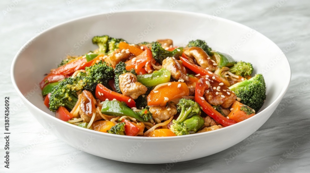 A vibrant vegetable stir fry with broccoli, carrots, and bell peppers. Featuring health and flavor A vibrant vegetable stir fry with broccoli, carrots, and bell peppers. Featuring health and flavor