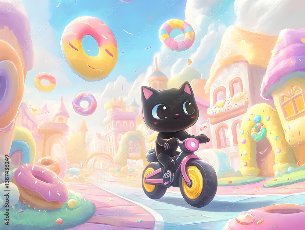 Fototapeta premium Cyber Cat's Sweet Adventure