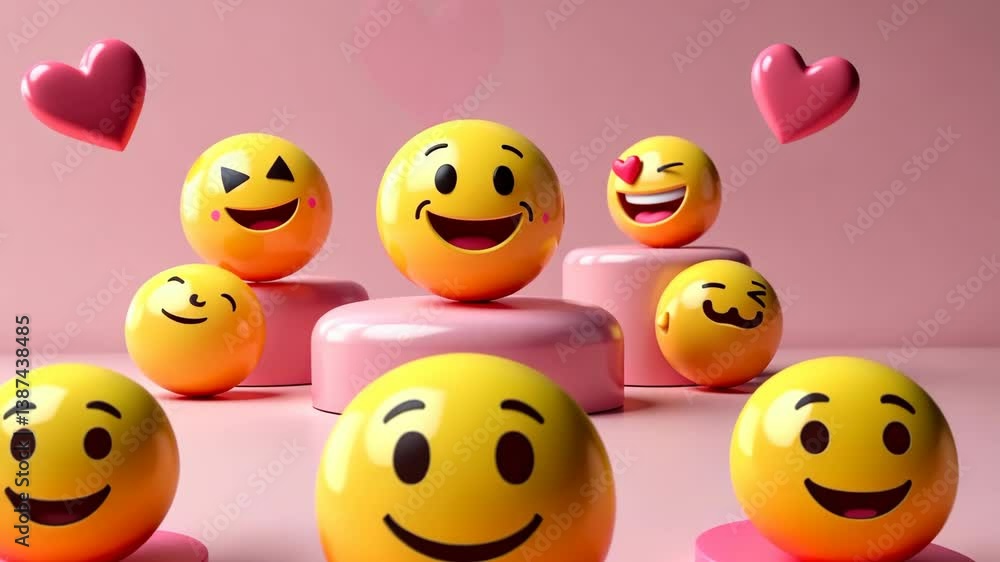 playful emoji characters on a soft pink background. smiling emoji with a wink, a happy face, and an enthusiastically grinning emoji with hands raised are all depicted, zoom out playful emoji characters on a soft pink background. smiling emoji with a wink, a happy face, and an enthusiastically grinning emoji with hands raised are all depicted, zoom out