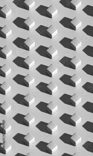 Obraz na płótnie Minimalist Geometric Pattern with White Cubes and Shadows pattern 3d render w salonie