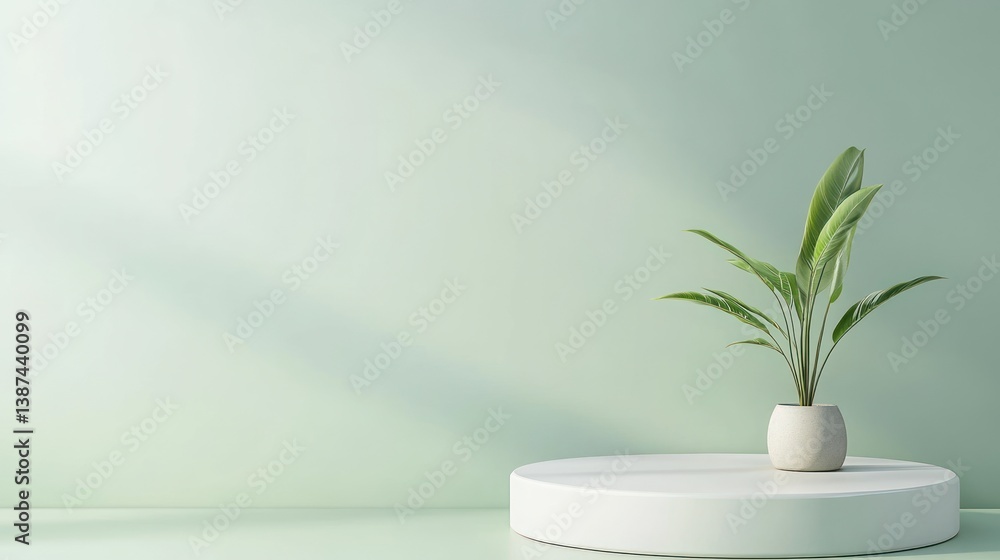 Minimalist plant on a white pedestal Minimalist plant on a white pedestal
