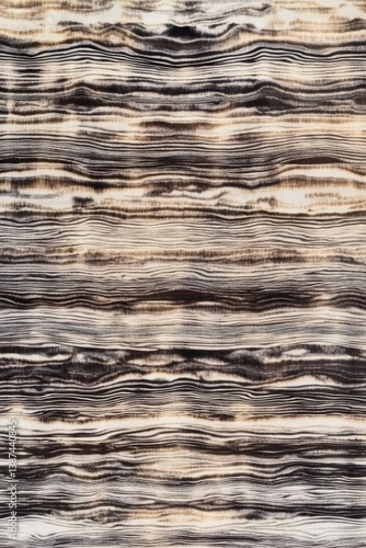 Abstract Black and Beige Textured Fabric with Horizontal Stripes.