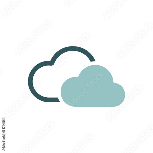 Two clouds vector flat icon. Weather sign