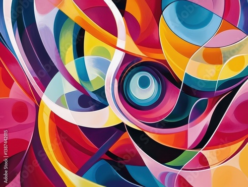 Abstract artwork features s...