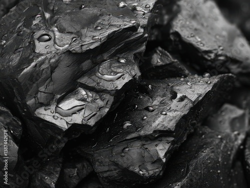 Wet, dark stones glisten wi...