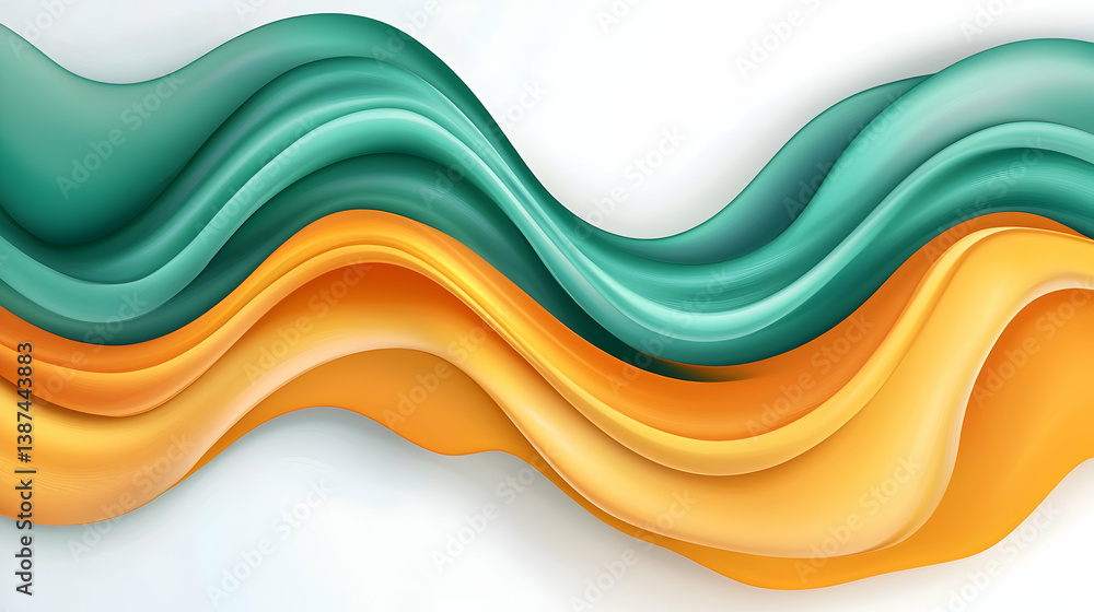 Abstract Green and Yellow Flowing Waves on White Background Abstract Green and Yellow Flowing Waves on White Background