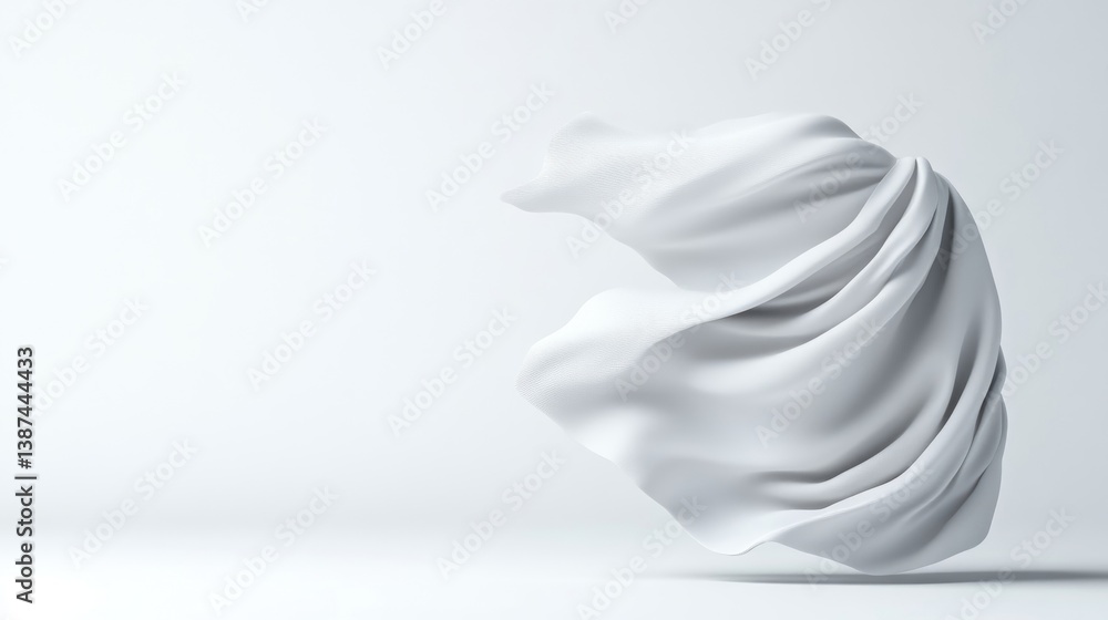 Elegant white fabric, flowing gracefully Elegant white fabric, flowing gracefully