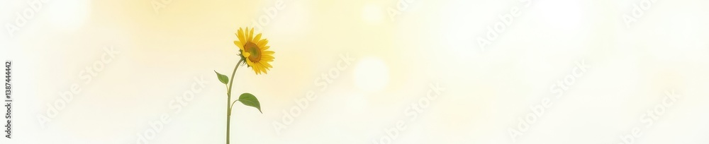 Obraz premium Single sunflower on a white background with soft light, tall, natural, bright