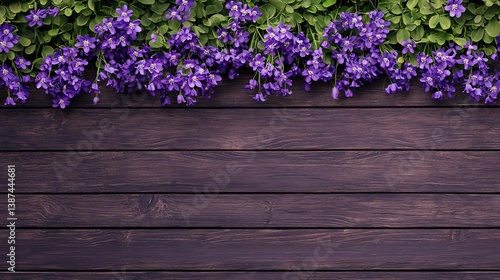 Flower wooden board weather. A vibrant arrangement of purple flowers against a wooden backdrop, creating a serene and inviting natural scene.