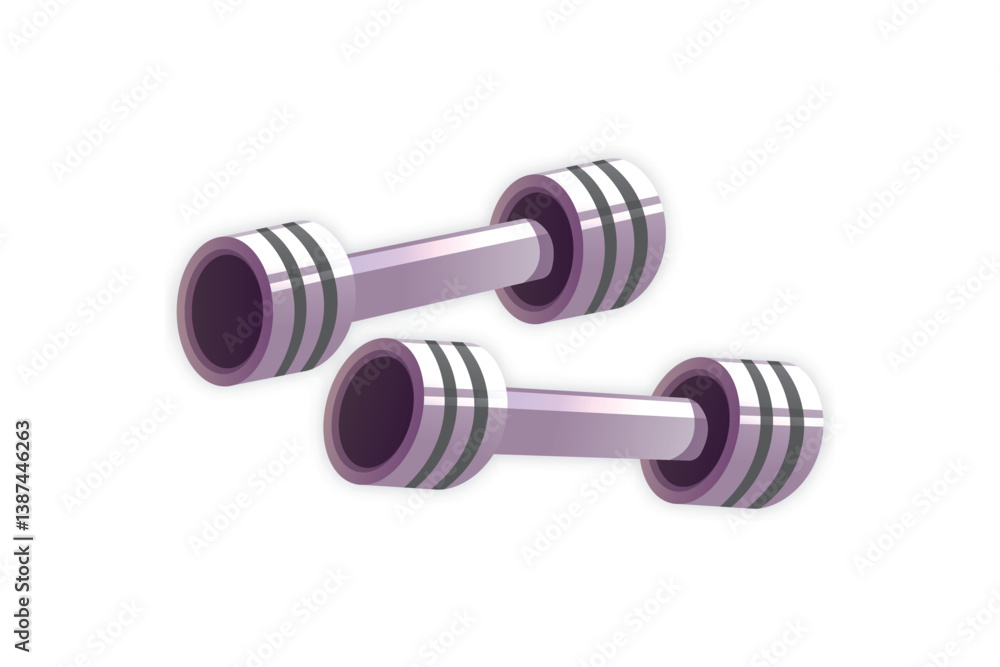 Pair of silver dumbbells for strength training and muscle building exercises at gym or home. Pair of silver dumbbells for strength training and muscle building exercises at gym or home.
