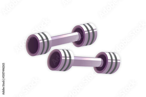Pair of silver dumbbells for strength training and muscle building exercises at gym or home.