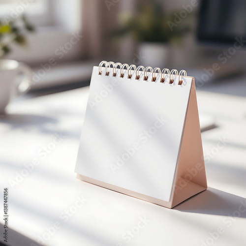 Blank white desk calendar mockup