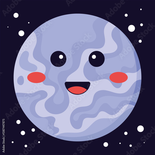 Cute vector illustration of the planet Mercury in cartoon style, perfect for kids’ educational materials or space-themed designs.