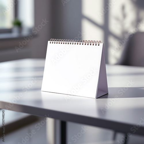 Blank white desk calendar mockup