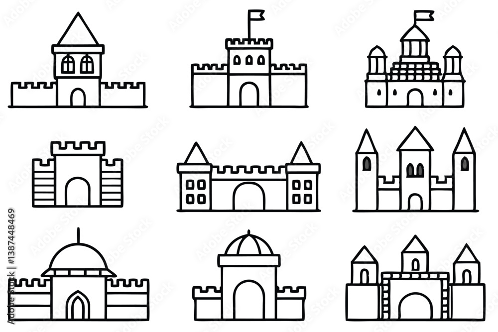Fototapeta premium Fortress Line Art Illustration Bold Design for Unique Art Collection 