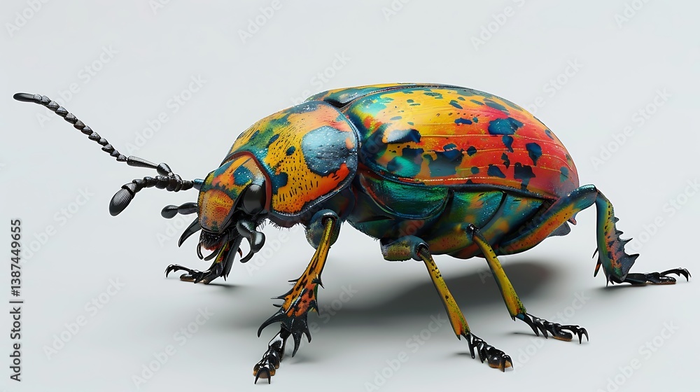 Naklejka premium 3D model of a multi-colored sap beetle