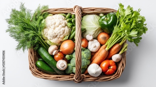 Obraz na płótnie This image captures an overflowing basket filled with a diverse array of fresh vegetables, showcasing their vibrant colors and textures, ideal for healthy cooking inspiration. w salonie