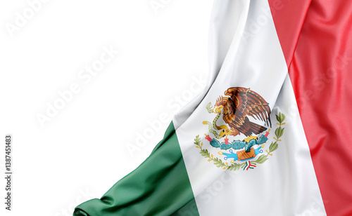 Flag of Mexico with empty space on the left. Isolated. 3D Rendering