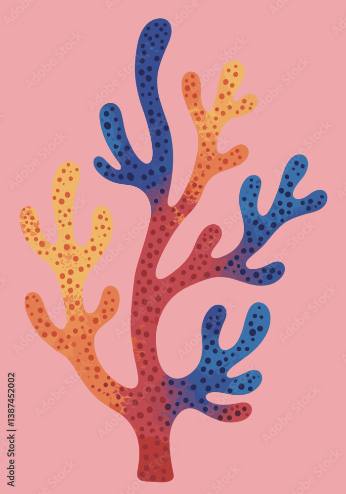 Fototapeta premium Colorful Coral Illustration Against a Pink Background 