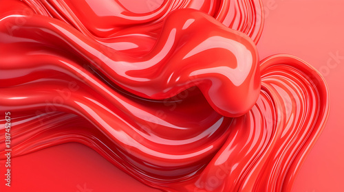 Obraz na płótnie Abstract Red Energy Wave: Glowing Digital Art w salonie