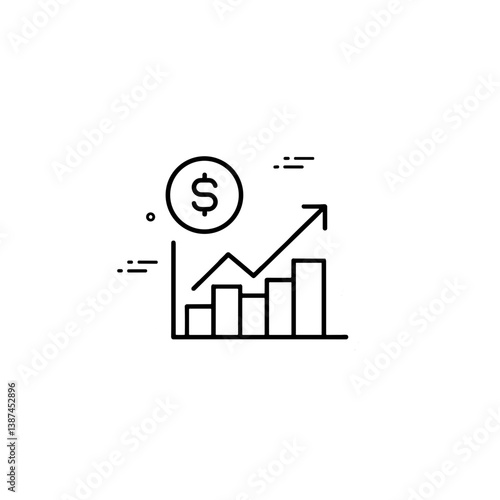 Financial growth chart showing increasing profits and dollar sign  