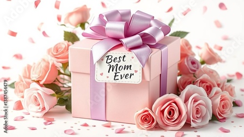 gift box with pink roses